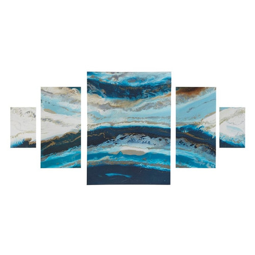 Olliix Madison Park Midnight Tide Blue Abstract 5pc Canvas Wall Art Set