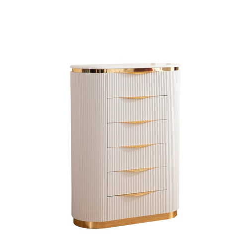 Galaxy Home Laura White Gold Detailed Chest
