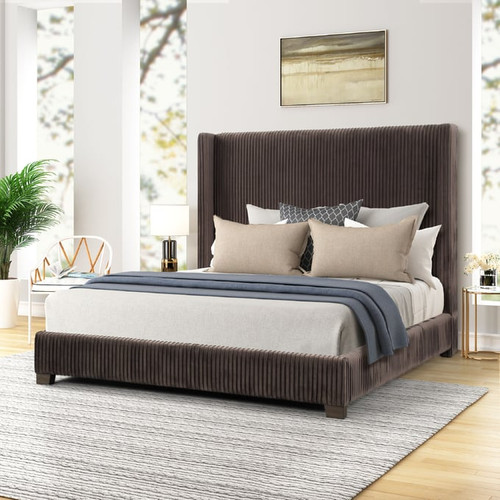 Bernards Milo Pleated Upholstered Beds