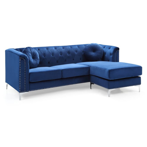 Glory Furniture Pompano Contemporary Navy Blue Sofa Chaises