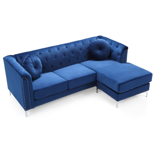 Glory Furniture Pompano Contemporary Navy Blue Sofa Chaises