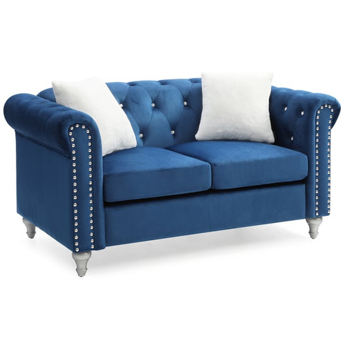 Glory Furniture Raisa Contemporary Navy Blue Loveseats