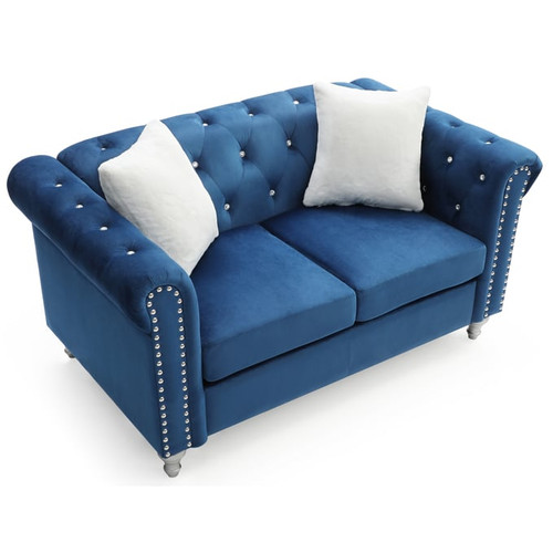 Glory Furniture Raisa Contemporary Navy Blue Loveseats