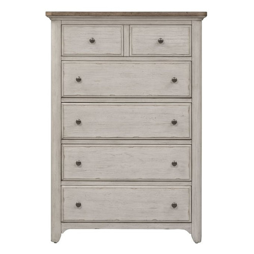 Liberty Farmhouse Reimagined Antique White 5 Drawer Chest