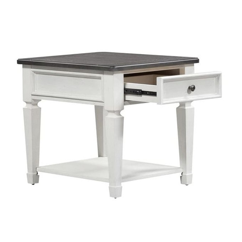 Liberty Allyson Park Wirebrushed White Drawer End Table