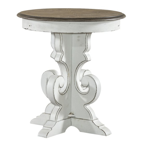 Liberty Magnolia Manor Antique White Weathered Bark Round End Table