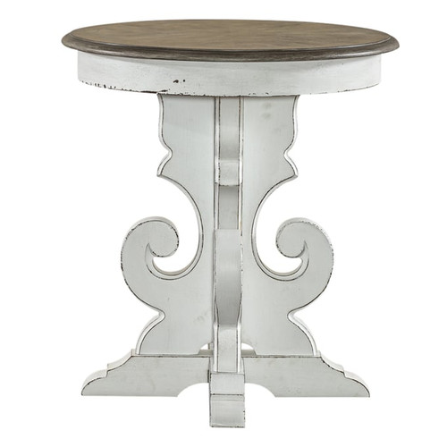 Liberty Magnolia Manor Antique White Weathered Bark Round End Table