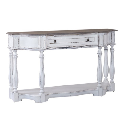 Liberty Magnolia Manor Antique White Weathered Bark 56 Inch Hall Console Table