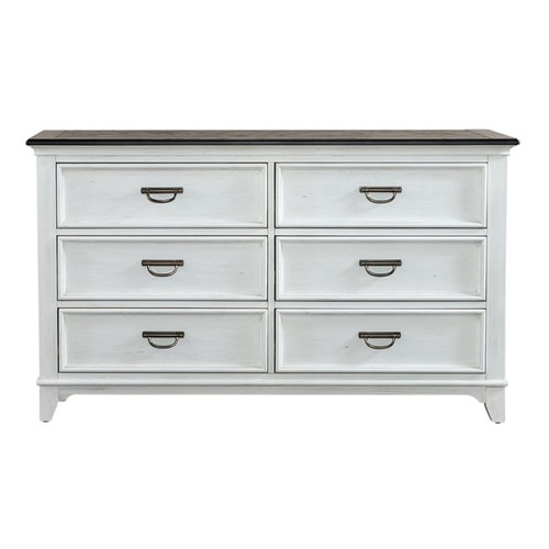Liberty Allyson Park Wirebrushed White Charcoal 6 Drawers Dresser