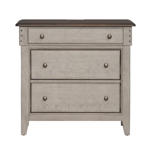 Liberty Ivy Hollow Weathered Linen Dusty Taupe 3 Drawers Bedside Chest with Charging Station