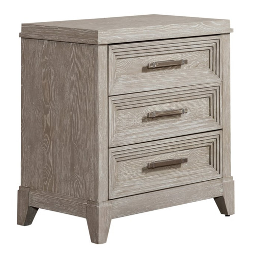 Liberty Belmar Washed Taupe Silver Champagne 3 Drawers Night Stand