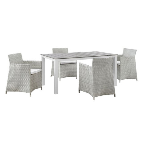 Modway Furniture junction Gray White 5pc Rectangle Outdoor Dining Set