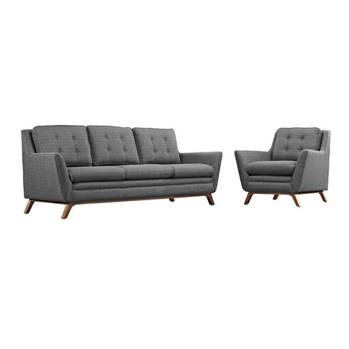 Modway Furniture Beguile Gray 2pc Living Room Set with Sofa