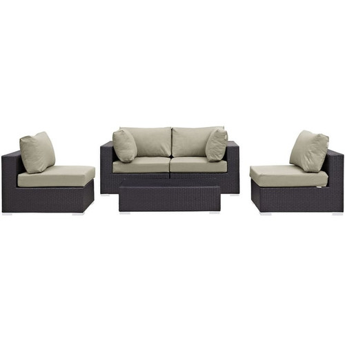 Modway Furniture Convene 5pc Outdoor Patio Sectional Set