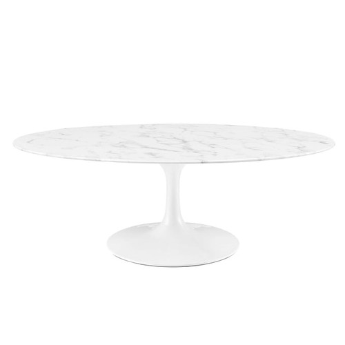 Modway Furniture Lippa White 48 Inch Oval Artificial Marble Coffee Table