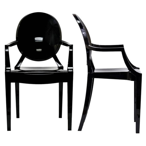 2 Modway Furniture Casper Black Dining Armchairs