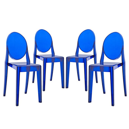 4 Modway Furniture Casper Blue Dining Chairs