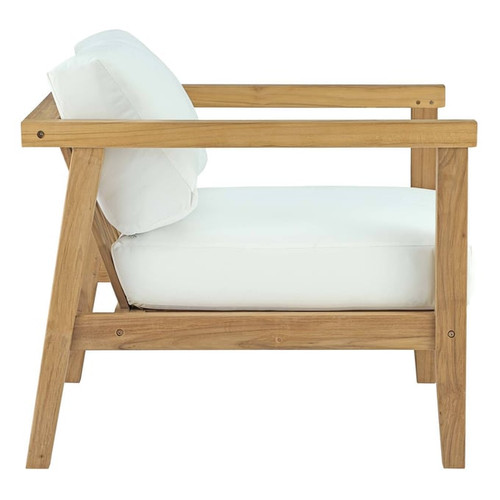 Modway Furniture Bayport White Outdoor Patio Teak Armchair