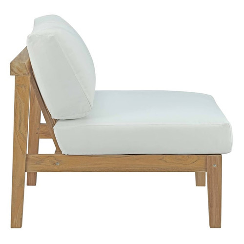 Modway Furniture Bayport White Outdoor Patio Teak Armless Chair