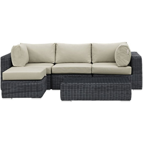 Modway Furniture Summon Beige 5pc Outdoor Sectional Sets