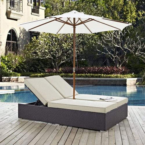 Modway Furniture Convene Double Outdoor Patio Chaise with Umbrella