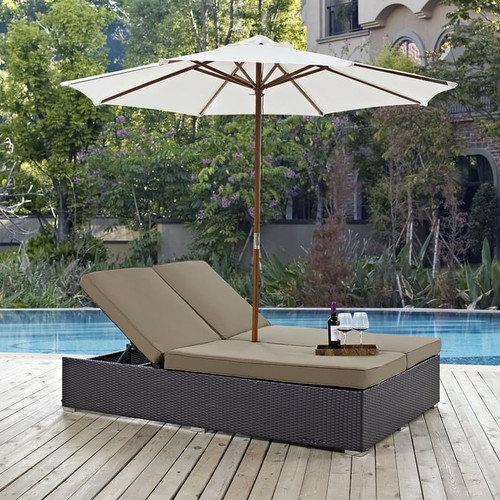 Modway Furniture Convene Double Outdoor Patio Chaise with Umbrella
