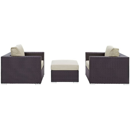 Modway Furniture Convene 3pc Outdoor Patio Chair and Ottoman Sets