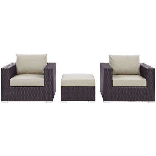 Modway Furniture Convene 3pc Outdoor Patio Chair and Ottoman Sets