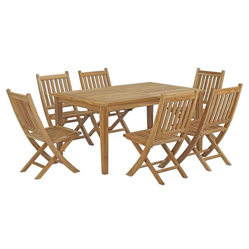 Modway Furniture Marina Natural 7pc Outdoor Patio Teak Dining Set