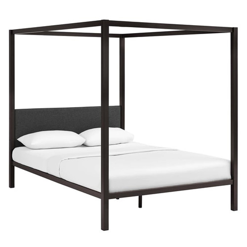 Modway Furniture Raina Brown Gray Queen Canopy Bed Frames