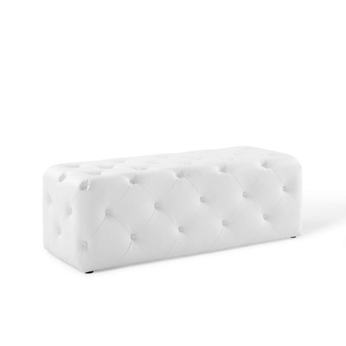 Modway Furniture Amour White Faux Leather 48 Inch Entryway Bench