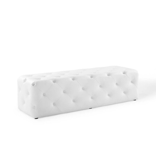 Modway Furniture Amour White Faux Leather 60 Inch Entryway Bench