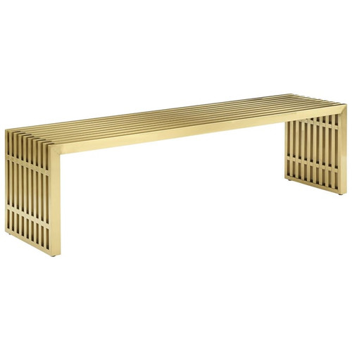 Modway Furniture Gridiron Gold Large Stainless Steel Bench