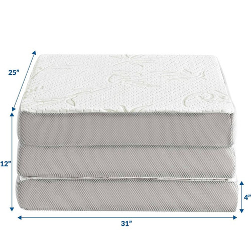 Modway Furniture Relax White 31 Inch Tri-Fold Mattress