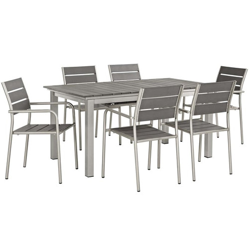 Modway Furniture Shore Gray 7pc Outdoor Patio Dining Set