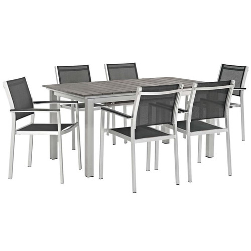 Modway Furniture Shore Black 7pc Outdoor Patio Dining Set