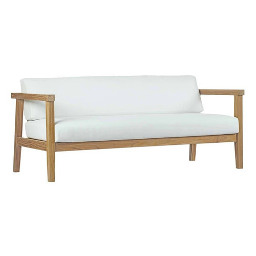 Modway Furniture Bayport White Outdoor Patio Teak Loveseat