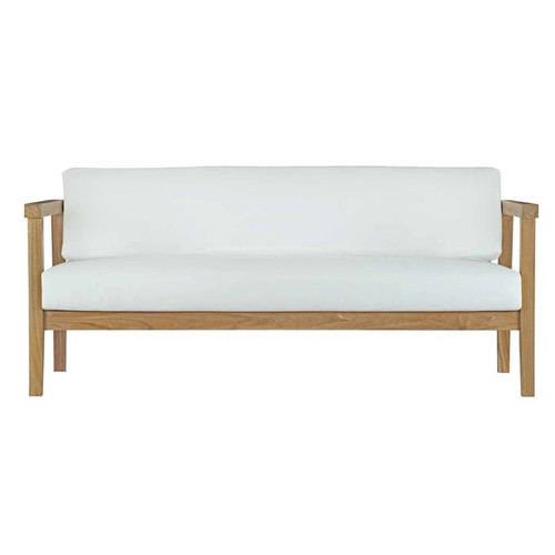 Modway Furniture Bayport White Outdoor Patio Teak Loveseat