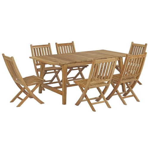 Modway Furniture Marina Natural Armless 7pc Outdoor Patio Dining Set