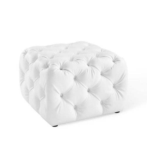 Modway Furniture Amour White Faux Leather Square Ottoman