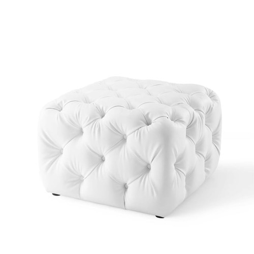 Modway Furniture Amour White Faux Leather Square Ottoman