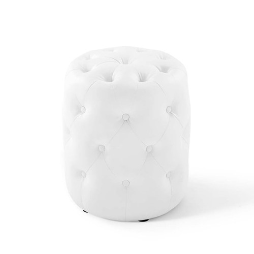 Modway Furniture Amour White Faux Leather Round Ottoman
