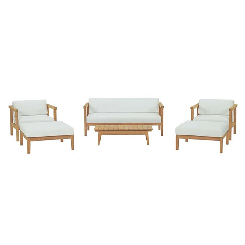 Modway Furniture Bayport White 6pc Outdoor Patio Teak Set