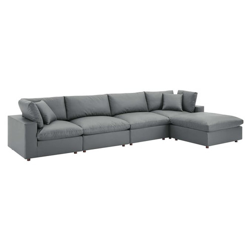 Modway Furniture Commix Leather 5pc Sectional with Ottomans