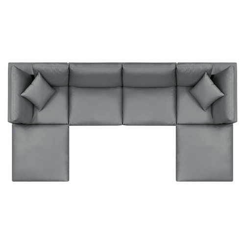 Modway Furniture Commix Leather 6pc Sectional with Ottomans