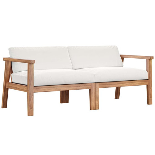 Modway Furniture Bayport Natural White Outdoor Patio 2 Seater Loveseat