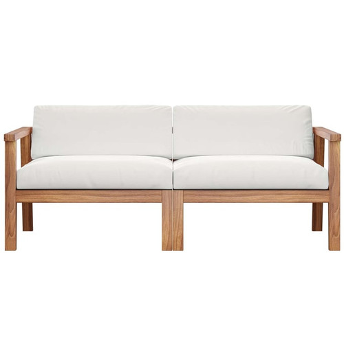 Modway Furniture Bayport Natural White Outdoor Patio 2 Seater Loveseat