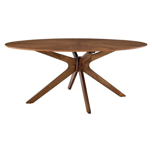 Modway Furniture Crossroads Walnut 71 Inch Oval Dining Table