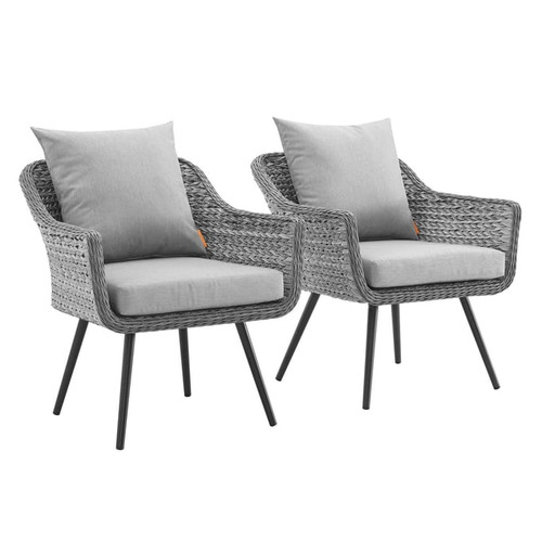 2 Modway Furniture Endeavor Gray Outdoor Patio Armchairs