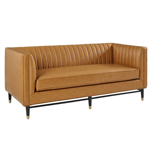 Modway Furniture Devote Tan Leather Loveseat